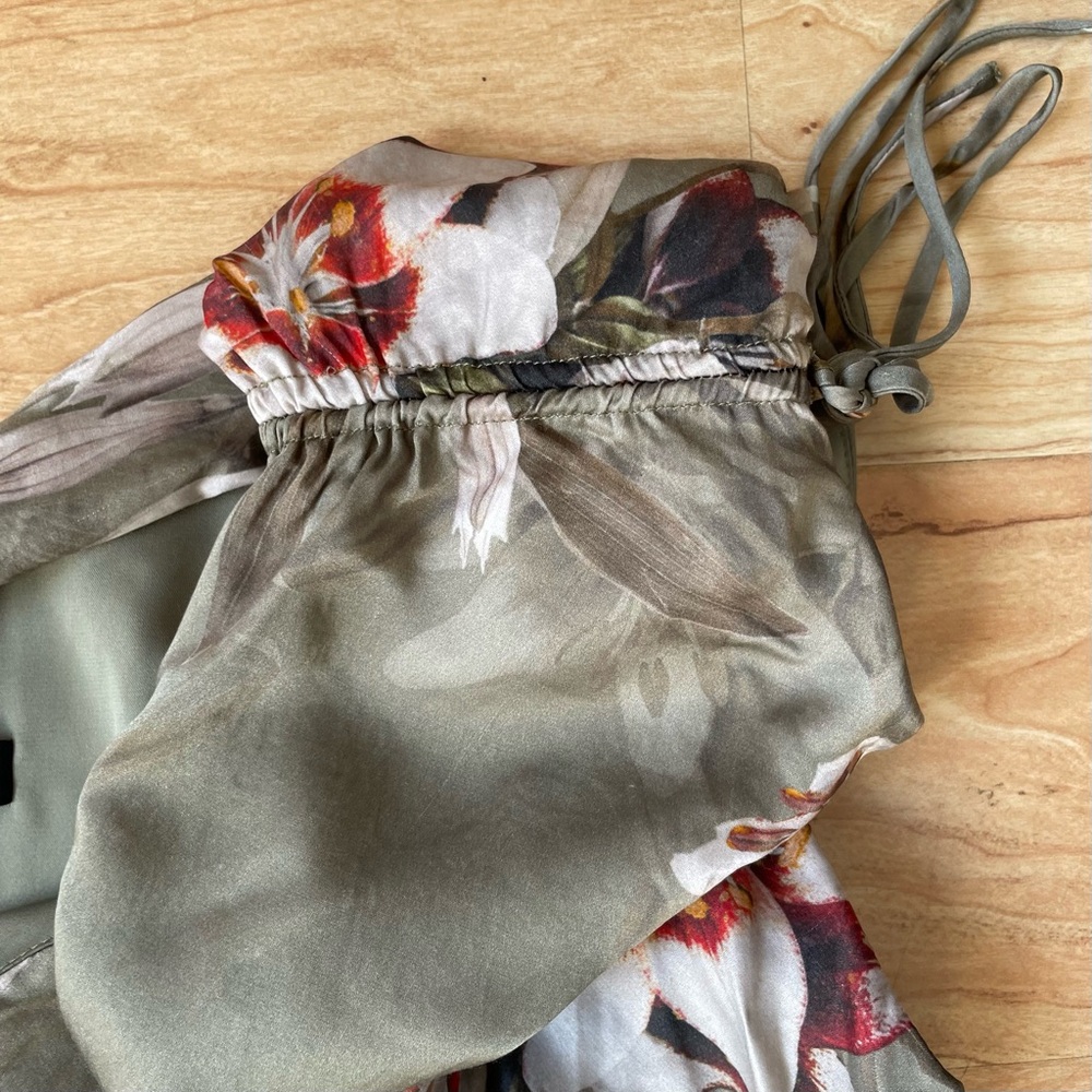 |AllSaints| Ira Dorada Silk Asymmetrical One Shoulder Midi Dress Size 6 - Picture 6 of 11